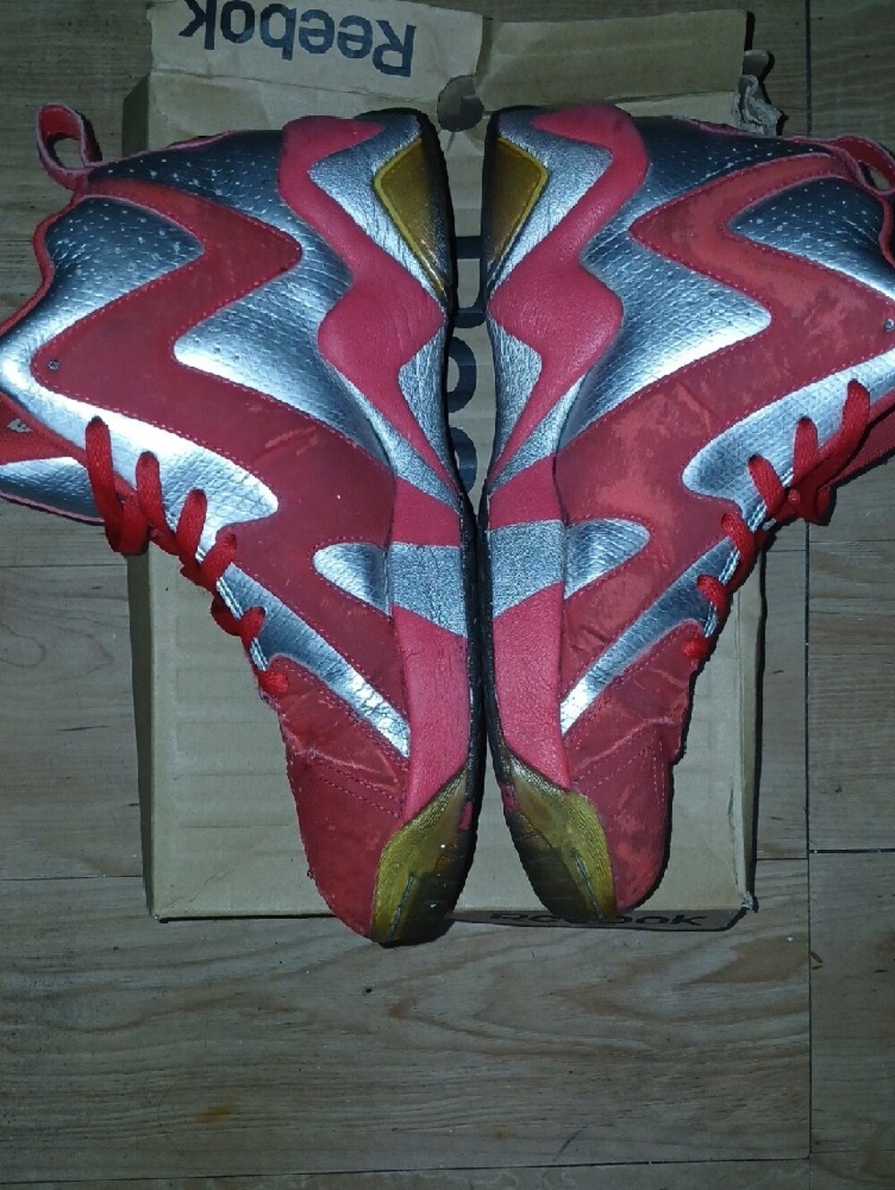 Reebok Red and Silver "KAMIKAZEE" Sneakers Size 9.5 Mens - Picture 5 of 6